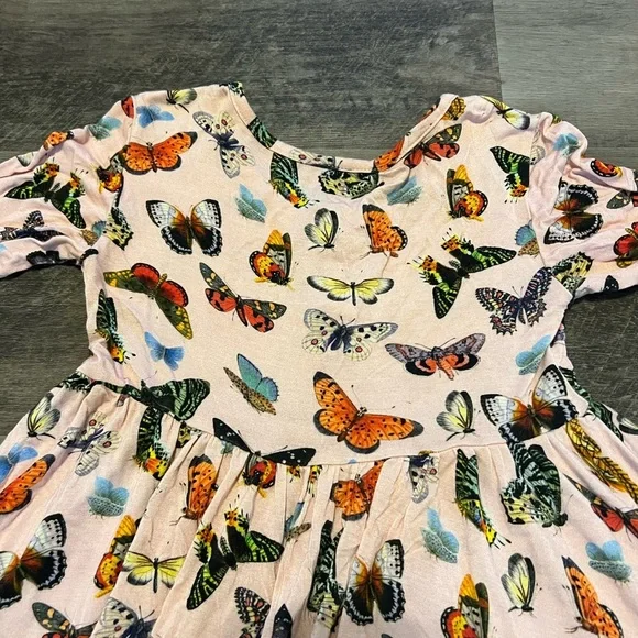 Posh Peanut pink butterfly Henley twirl dress with buttons size 8Y - Picture 6 of 16